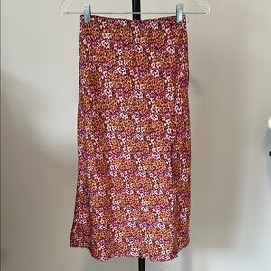 Blue Rain Orange Pink Midi Pencil Skirt with Slit